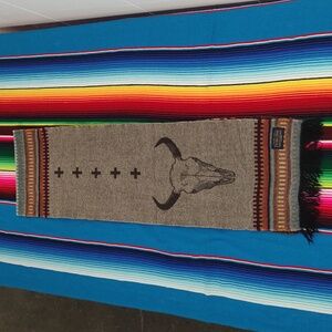 Pendleton Skull American West Jacquard Muffler Fringe Scarf Made In USA